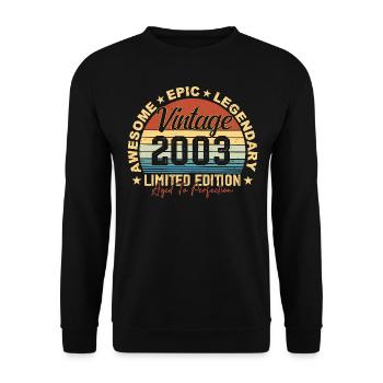 Rétro 2003 Vintage Anniversaire 2003 Cadeau 2003 - Sweat-shirt Unisexe - noir - Devant - Alina (178cm) & Michal (187cm)