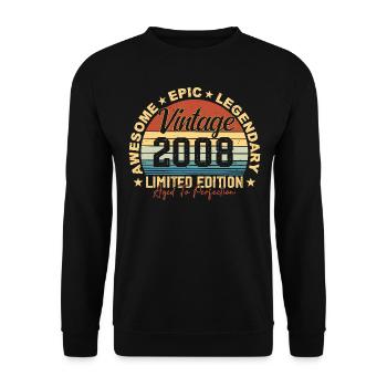 Retro 2008 Vintage Birthday 2008 Gift 2008 - Unisex Sweatshirt - black - Front - Alina (178cm) & Michal (187cm)