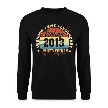Retro 2013 Vintage Birthday 2013 Gift 2013 - Unisex Sweatshirt - black - Front - Alina (178cm) & Michal (187cm)