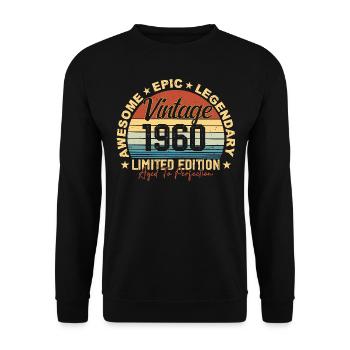 Retro 1960 Jahrgang Geburtstag 1960 Geschenk 1960 - Unisex Pullover - Schwarz - Vorne - Alina (178cm) & Michal (187cm)