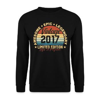Retro 2017 Vintage Birthday 2017 Gift 2017 - Unisex Sweatshirt - black - Front - Alina (178cm) & Michal (187cm)