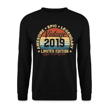 Retro 2019 Vintage Birthday 2019 Gift 2019 - Unisex Sweatshirt - black - Front - Alina (178cm) & Michal (187cm)