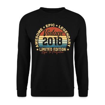 Retro 2018 Vintage Birthday 2018 Gift 2018 - Unisex Sweatshirt - black - Front - Alina (178cm) & Michal (187cm)