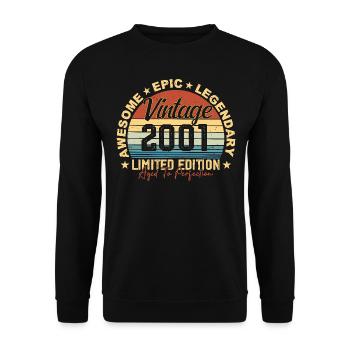 Retro 2001 Vintage Birthday 2001 Gift 2001 - Unisex Sweatshirt - black - Front - Alina (178cm) & Michal (187cm)