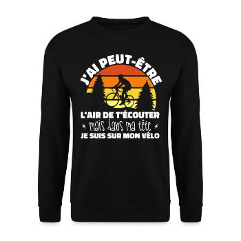 Cyclisme Dans Ma Tête Je suis sur Mon Vélo Humour - Sweat-shirt Unisexe - noir - Devant - Alina (178cm) & Michal (187cm)