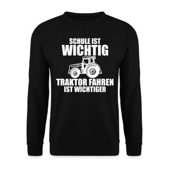Tractor Trekker Tractor School Saying Gift - Unisex Sweatshirt - black - Front - Alina (178cm) & Michal (187cm)