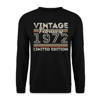 Cadeau d’anniversaire de février 1972 - Février 1972 - Sweat-shirt Unisexe - noir - Devant - Alina (178cm) & Michal (187cm)
