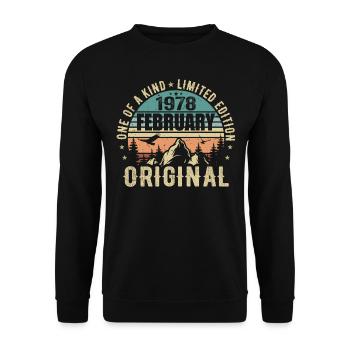 47. Geburtstag Original Jahrgang Februar 1978 - Unisex Pullover - Schwarz - Vorne - Alina (178cm) & Michal (187cm)