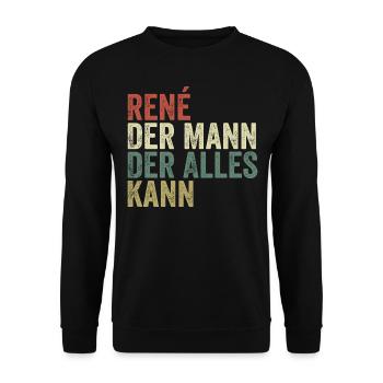Rene Der Mann Der Alles Kann Vorname René - Unisex Pullover - Schwarz - Vorne - Alina (178cm) & Michal (187cm)