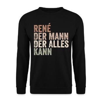 Rene Der Mann Der Alles Kann Vorname René - Unisex Pullover - Schwarz - Vorne - Alina (178cm) & Michal (187cm)