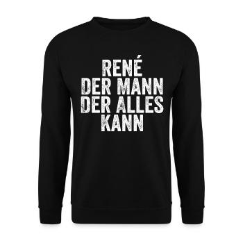 Rene Der Mann Der Alles Kann Vorname René - Unisex Pullover - Schwarz - Vorne - Alina (178cm) & Michal (187cm)