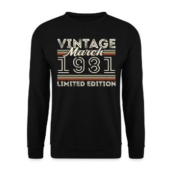 Mars 1981 Millésime 1981 Cadeau d’anniversaire Mars - Sweat-shirt Unisexe - noir - Devant - Alina (178cm) & Michal (187cm)