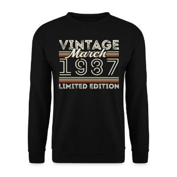 March 1987 Vintage 1987 Birthday Gift March - Unisex Sweatshirt - black - Front - Alina (178cm) & Michal (187cm)