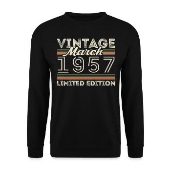 Mars 1957 Millésime 1957 Cadeau d’anniversaire Mars - Sweat-shirt Unisexe - noir - Devant - Alina (178cm) & Michal (187cm)