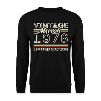 Mars 1976 Millésime 1976 Cadeau d’anniversaire Mars - Sweat-shirt Unisexe - noir - Devant - Alina (178cm) & Michal (187cm)