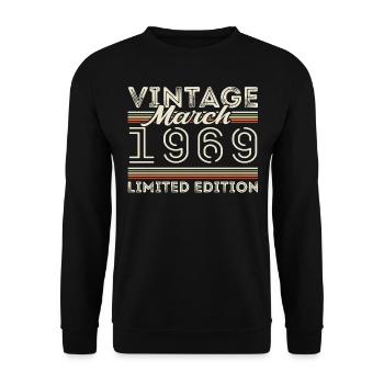 March 1969 Vintage 1969 Birthday Gift March - Unisex Sweatshirt - black - Front - Alina (178cm) & Michal (187cm)