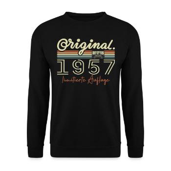 Original 1957 Vintage 1957 Geburtstag Retro 1957 - Unisex Pullover - Schwarz - Vorne - Alina (178cm) & Michal (187cm)