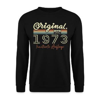 Original 1973 Vintage 1973 Geburtstag Retro 1973 - Unisex Pullover - Schwarz - Vorne - Alina (178cm) & Michal (187cm)