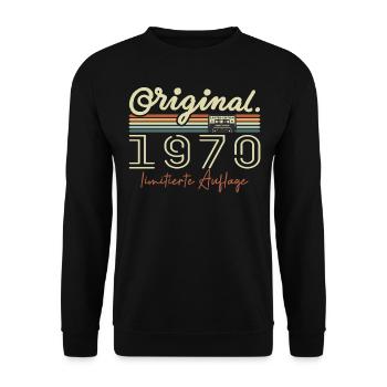 Original 1970's Vintage 1970's Birthday Retro 1970's - Unisex Sweatshirt - black - Front - Alina (178cm) & Michal (187cm)