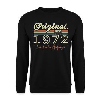 Original 1972 Vintage 1972 Geburtstag Retro 1972 - Unisex Pullover - Schwarz - Vorne - Alina (178cm) & Michal (187cm)