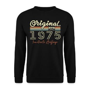 Original 1975 Vintage 1975 Geburtstag Retro 1975 - Unisex Pullover - Schwarz - Vorne - Alina (178cm) & Michal (187cm)