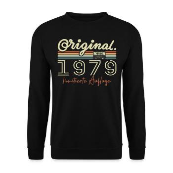 Original 1979 Vintage 1979 Geburtstag Retro 1979 - Unisex Pullover - Schwarz - Vorne - Alina (178cm) & Michal (187cm)