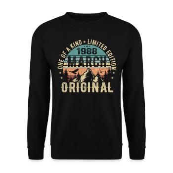 Legendary since March 1988 - birthday March 1988 - Unisex Sweatshirt - black - Front - Alina (178cm) & Michal (187cm)