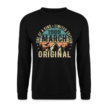 Legendary since March 1989 - birthday March 1989 - Unisex Sweatshirt - black - Front - Alina (178cm) & Michal (187cm)