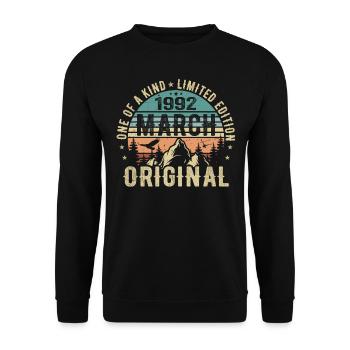 Légendaire depuis mars 1992 - anniversaire mars 1992 - Sweat-shirt Unisexe - noir - Devant - Alina (178cm) & Michal (187cm)