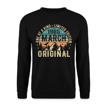 Legendary since March 1985 - birthday March 1985 - Unisex Sweatshirt - black - Front - Alina (178cm) & Michal (187cm)