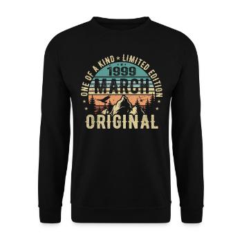 Legendary since March 1999 - birthday March 1999 - Unisex Sweatshirt - black - Front - Alina (178cm) & Michal (187cm)