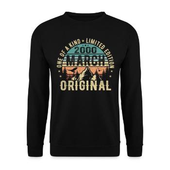 Legendary since March 2000 - Birthday March 2000 - Unisex Sweatshirt - black - Front - Alina (178cm) & Michal (187cm)