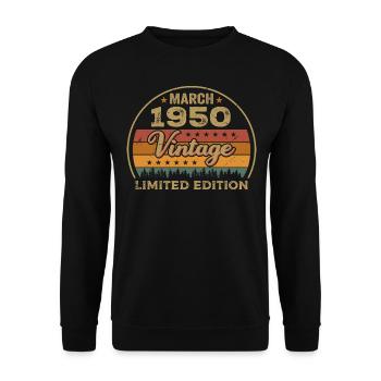 Vintage march 1950 birthday march 1950 retro 1950 - Unisex Sweatshirt - black - Front - Alina (178cm) & Michal (187cm)