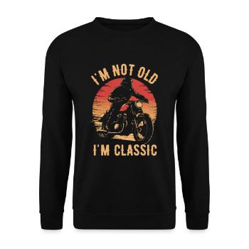 Motorrad Vintage Pensionär Rentner - Unisex Pullover - Schwarz - Vorne - Alina (178cm) & Michal (187cm)