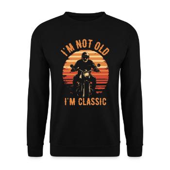 Motorrad Vintage Pensionär Rentner - Unisex Pullover - Schwarz - Vorne - Alina (178cm) & Michal (187cm)