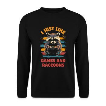 Raccoon Gaming Video Games Gamer - Unisex Sweatshirt - black - Front - Alina (178cm) & Michal (187cm)