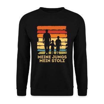 Father with two sons vintage Father's Day - Unisex Sweatshirt - black - Front - Alina (178cm) & Michal (187cm)