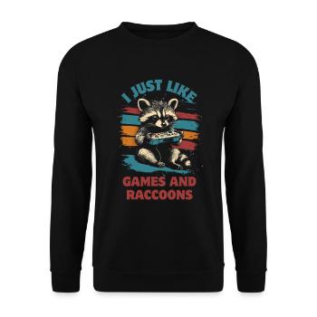 Raccoon Gaming Video Games Gamer - Unisex Sweatshirt - black - Front - Alina (178cm) & Michal (187cm)
