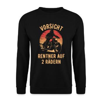 Motorrad Vintage Pensionär Rentner - Unisex Pullover - Schwarz - Vorne - Alina (178cm) & Michal (187cm)