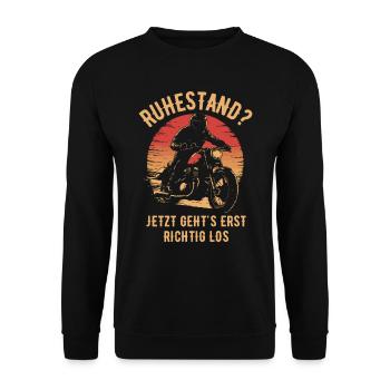 Motorrad Vintage Pensionär Rentner - Unisex Pullover - Schwarz - Vorne - Alina (178cm) & Michal (187cm)