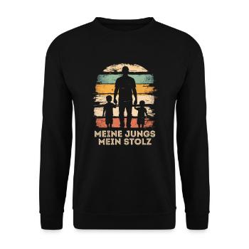 Father with two sons vintage Father's Day - Unisex Sweatshirt - black - Front - Alina (178cm) & Michal (187cm)