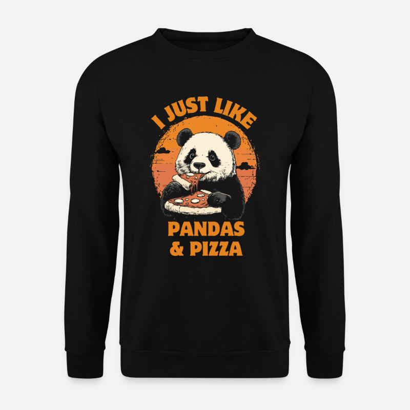Panda eats pizza - Unisex Sweatshirt - black