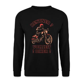 Motorrad Vintage Rentner Ruhestand - Unisex Pullover - Schwarz - Vorne - Alina (178cm) & Michal (187cm)