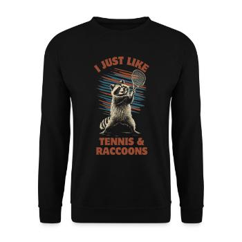 Raton laveur jouant au tennis - Sweat-shirt Unisexe - noir - Devant - Alina (178cm) & Michal (187cm)