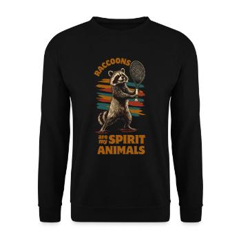 Raton laveur jouant au tennis - Sweat-shirt Unisexe - noir - Devant - Alina (178cm) & Michal (187cm)