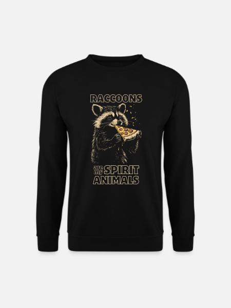 Waschbär isst Pizza - Unisex Pullover - Schwarz