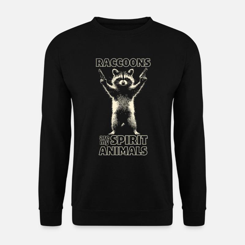 Frecher Waschbär mit 2 Pistolen - Unisex Pullover - Schwarz