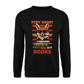 Renard avec lunettes de soleil et livres - Sweat-shirt Unisexe - noir - Devant - Alina (178cm) & Michal (187cm)
