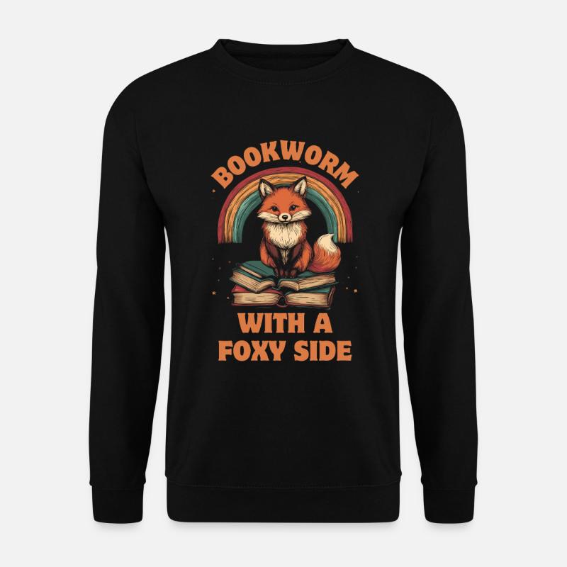 Cute Fox with Books - Unisex Sweatshirt - black