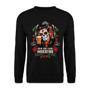 Dia De Los Muertos Bier Totenkopf Totenschädel - Unisex Pullover - Schwarz - Vorne - Alina (178cm) & Michal (187cm)